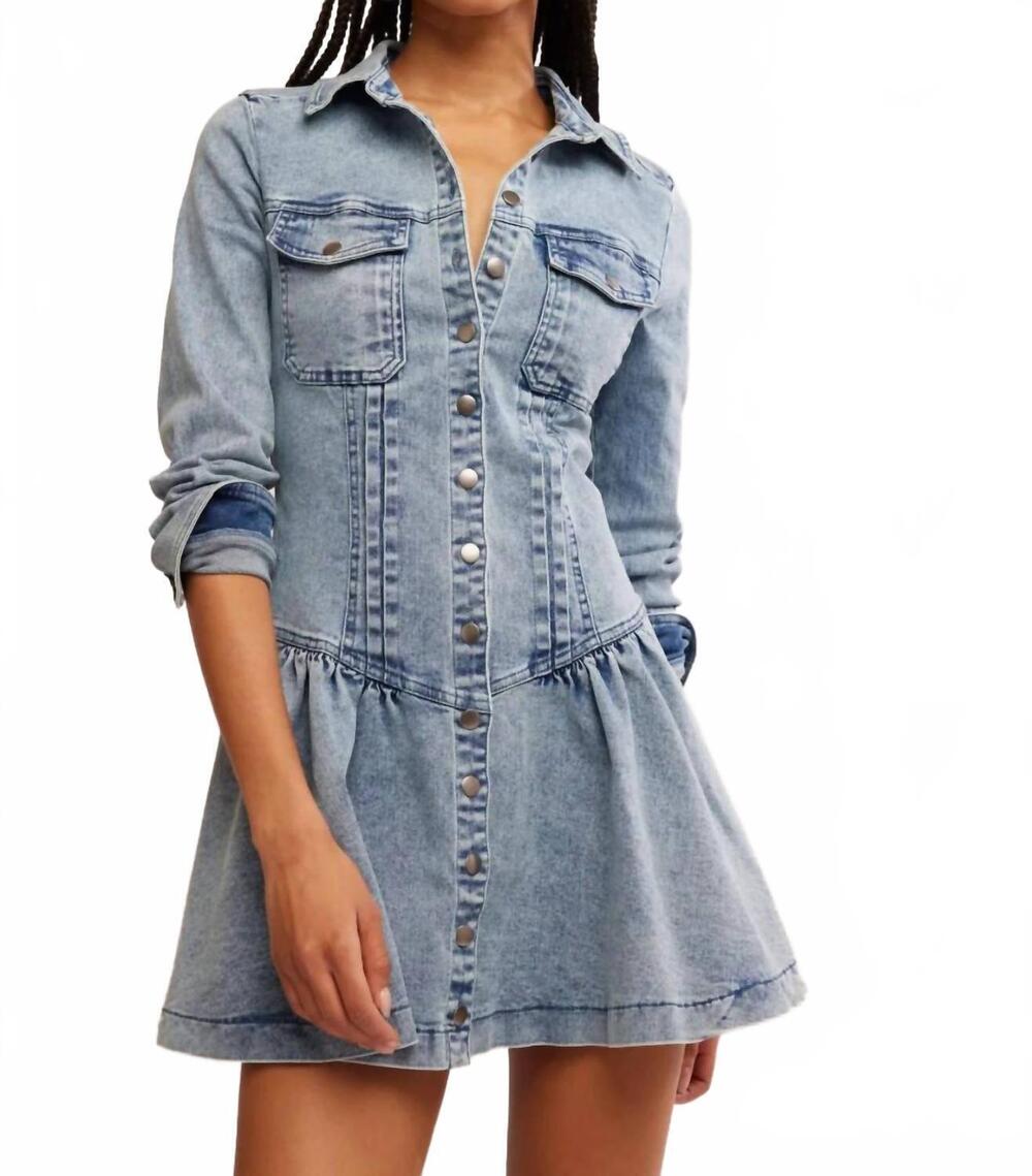 NEW FREE PEOPLE roadhouse mini dress in on the road rinse